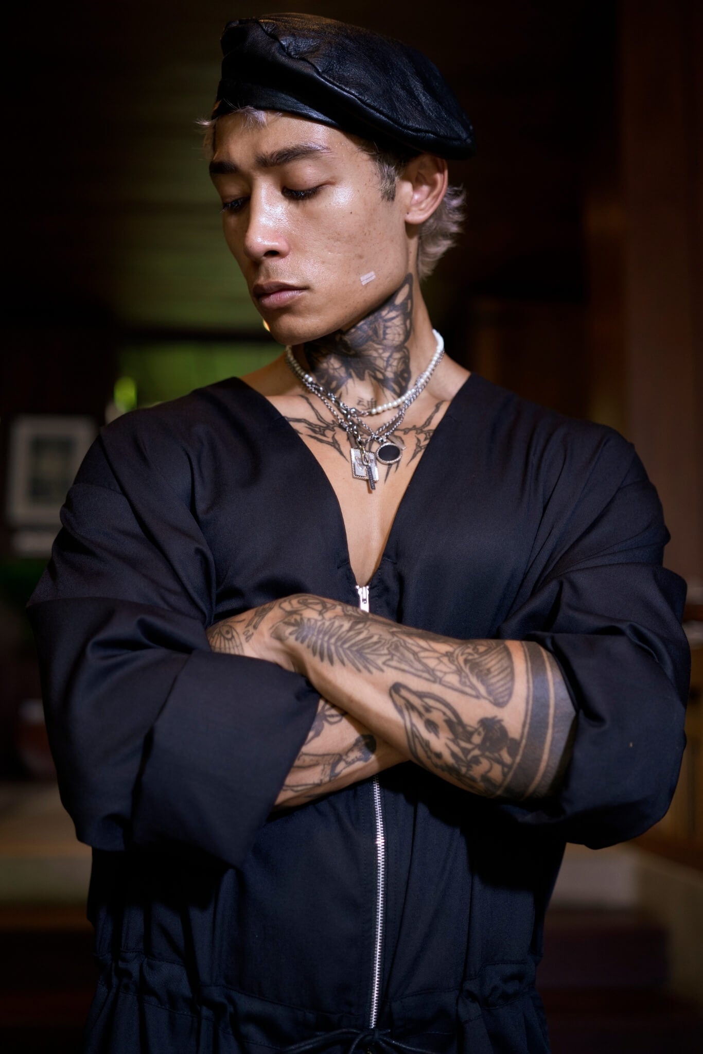 Mens black jumpsuit with zip - OVERZ