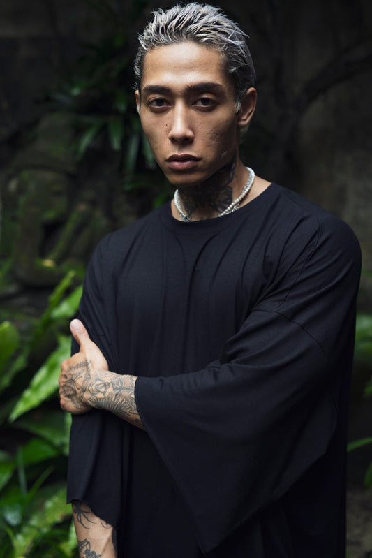 Men's black long oversize tshirt - OVERZ