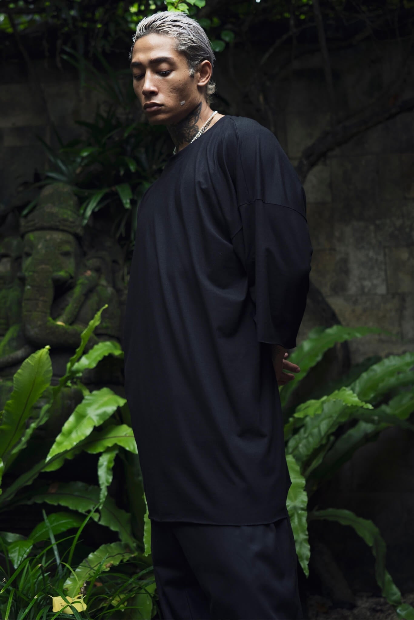 Men's black long oversize tshirt - OVERZ