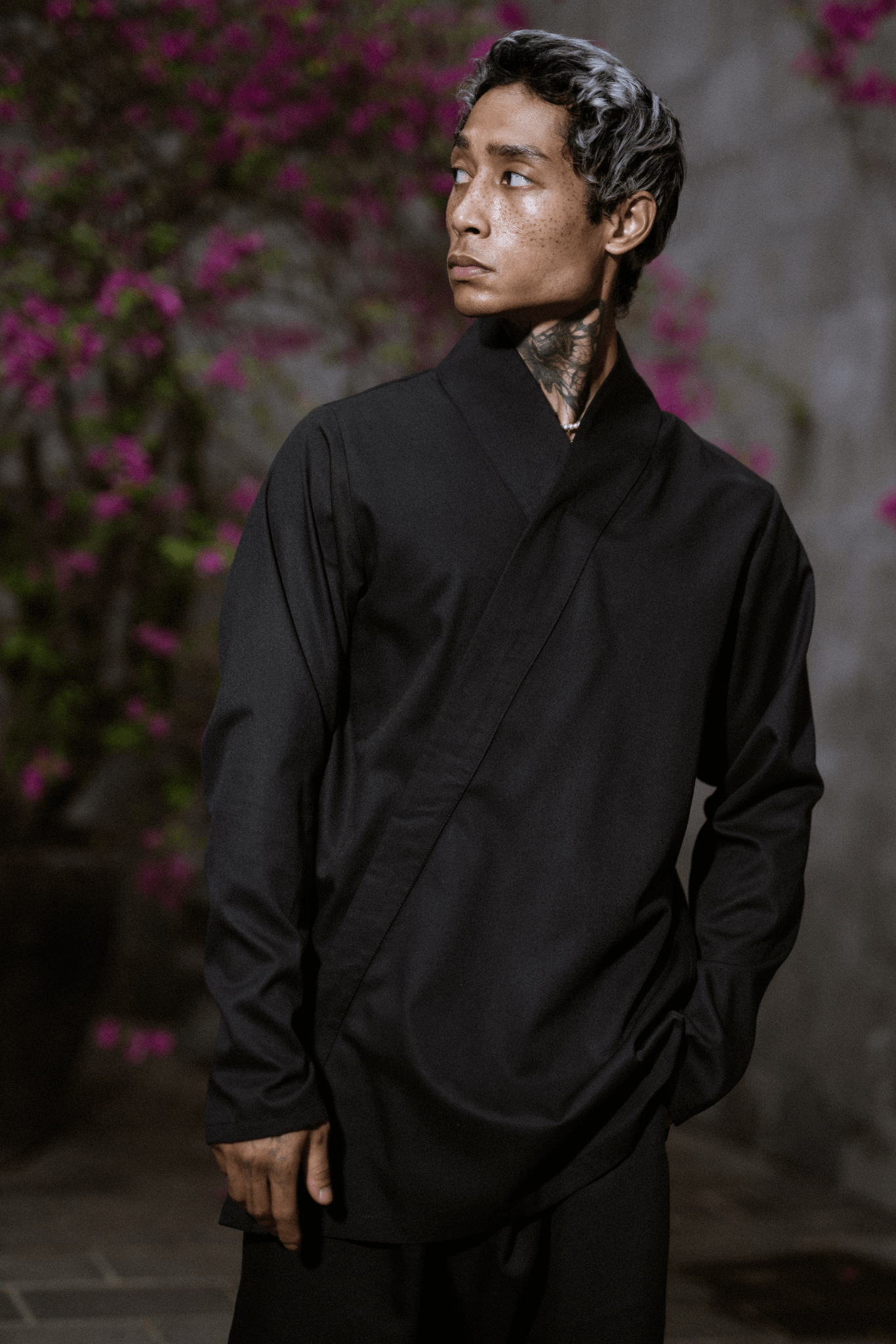 MENS JAPAN BLACK SHIRT WITH ZIP - OVERZ