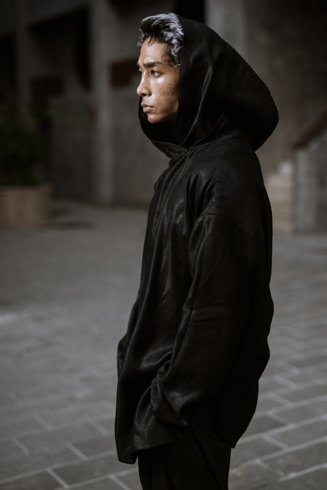 MENS LINEN BLACK HOODIE - OVERZ