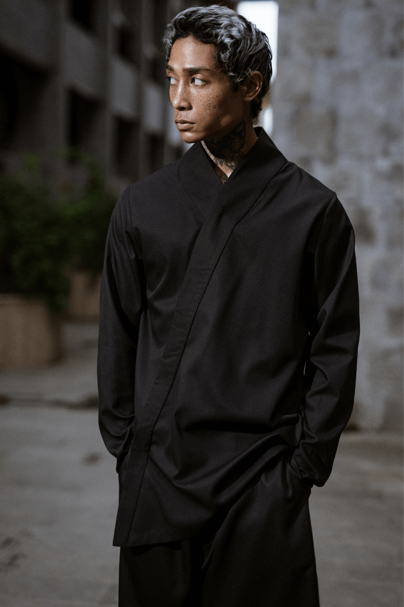 MENS JAPAN BLACK SHIRT WITH ZIP - OVERZ