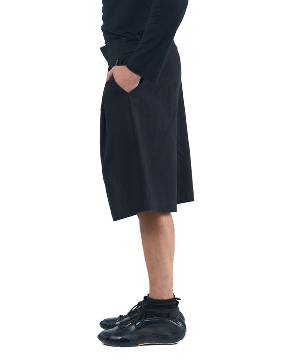 Black longline structured shorts with adjustable waistband OVERZ