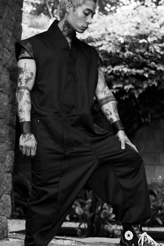 Mens black jumpsuit with zipper - overz