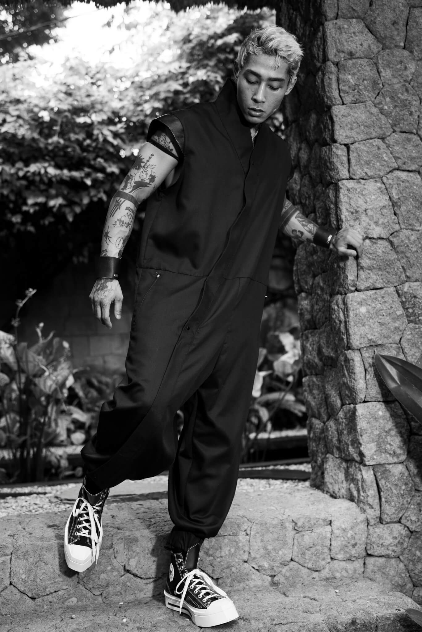 Mens black jumpsuit with zipper - overz