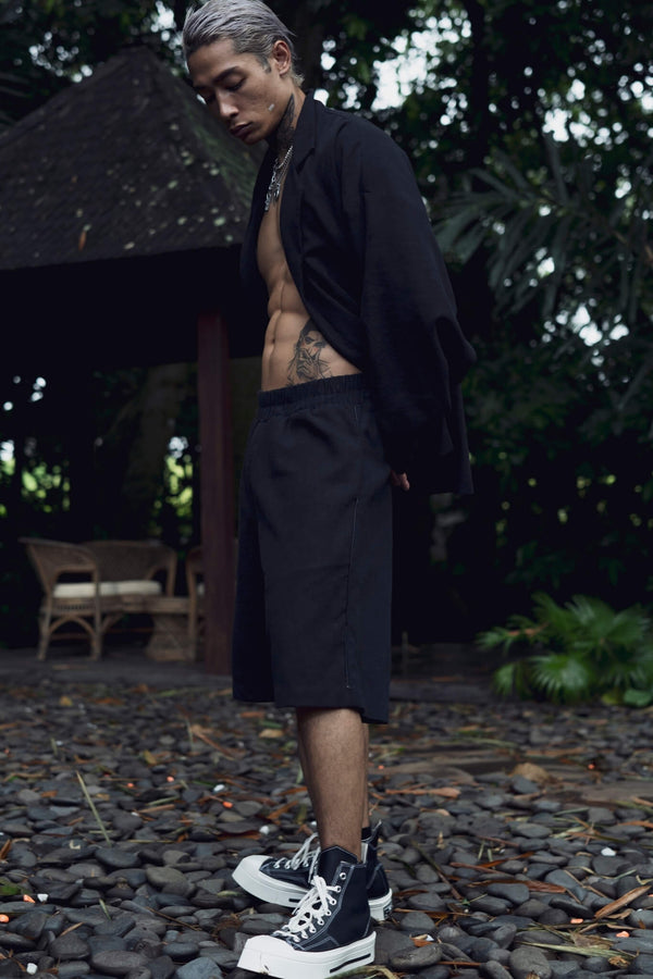 Black linen kimono cardigan - overz