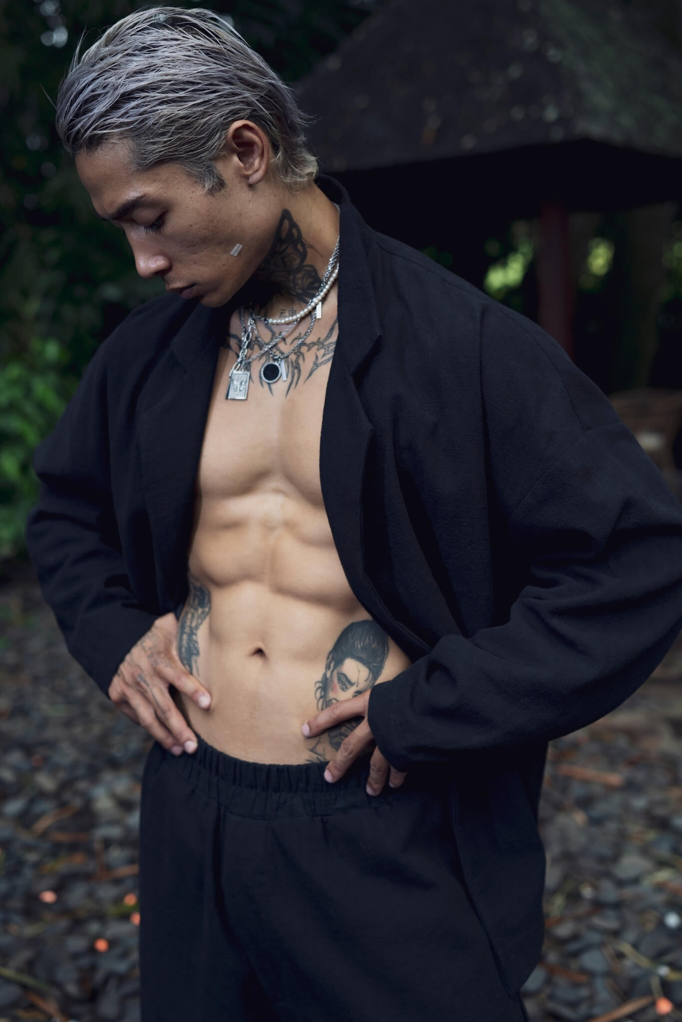 Black linen kimono cardigan - overz