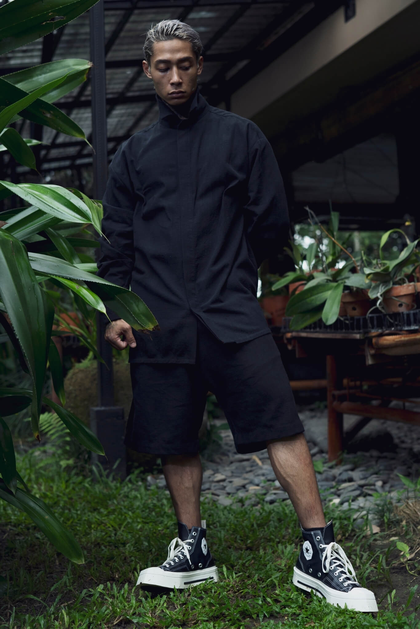 Mens black oversize linen shirt - overz