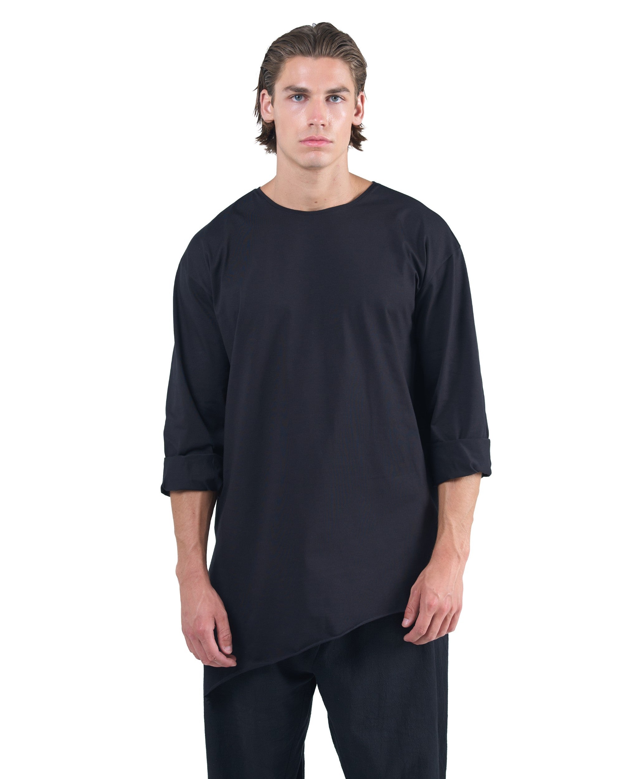 BLACK BAMBOO ASYMMETRIC LONGSLEEVE