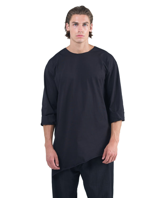 BLACK BAMBOO ASYMMETRIC LONGSLEEVE