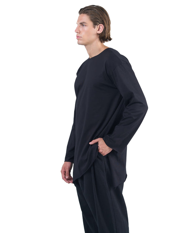 BLACK BAMBOO ASYMMETRIC LONGSLEEVE