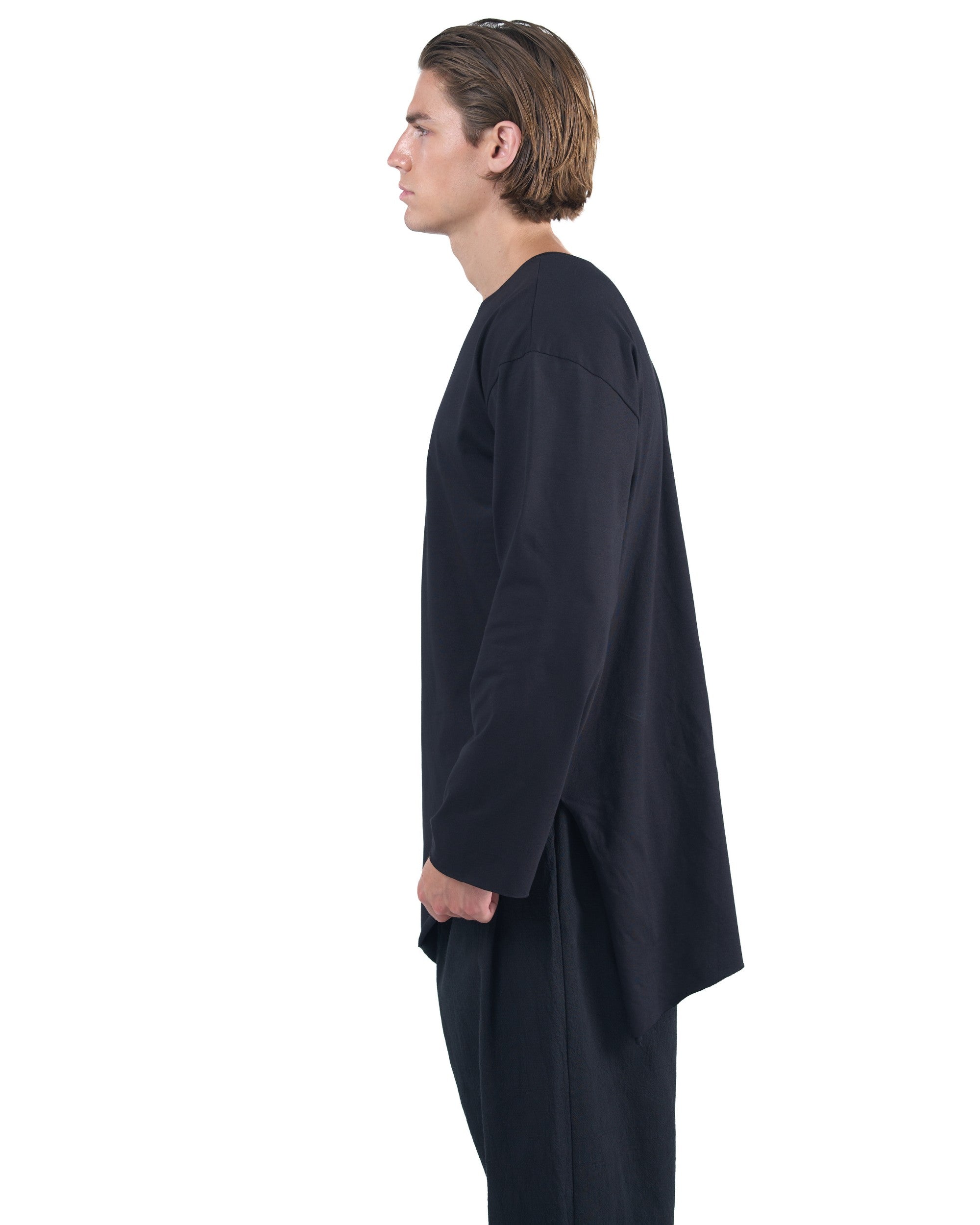 BLACK BAMBOO ASYMMETRIC LONGSLEEVE